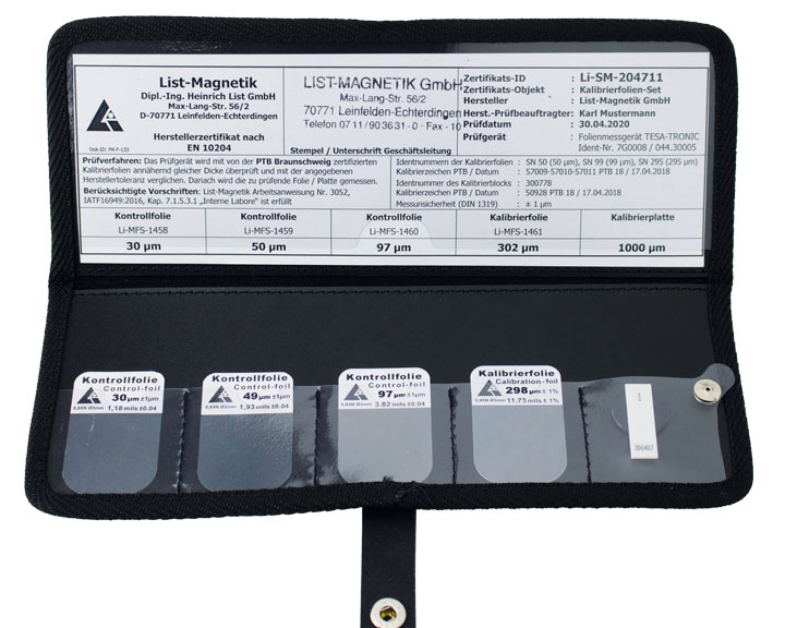Calibration foil set Calibration foil set